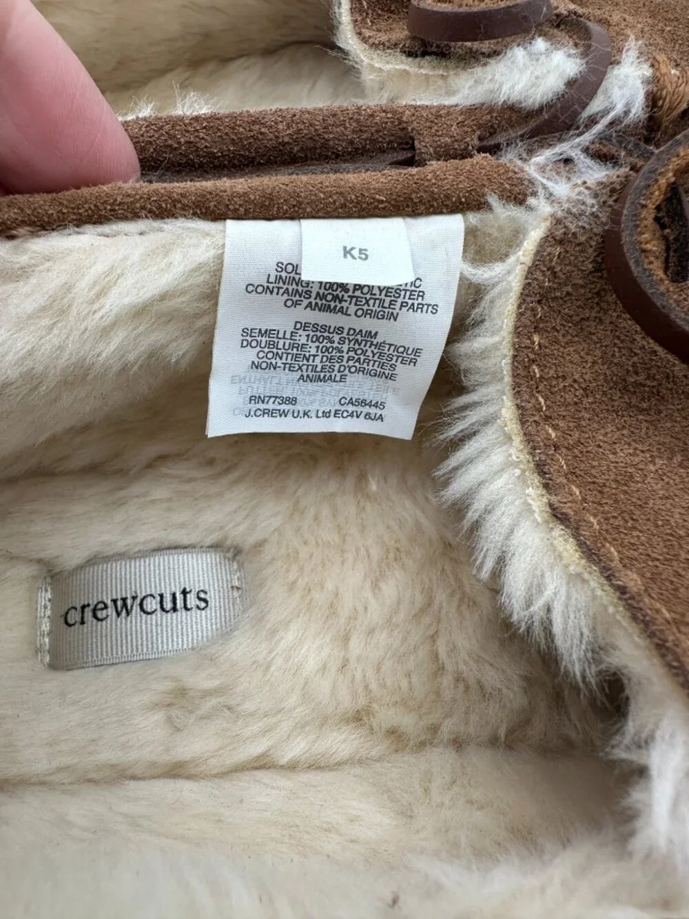 Crewcuts by J.Crew Faux-Shearling Lining Leather Moccasins Kids 5